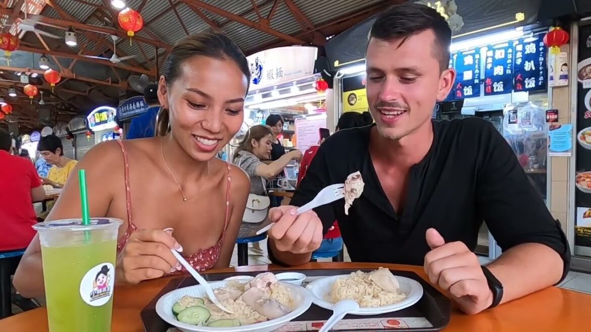 First Time Trying Singapore STREET FOOD - Is It Good? (Best Hainanese chicken rice?)