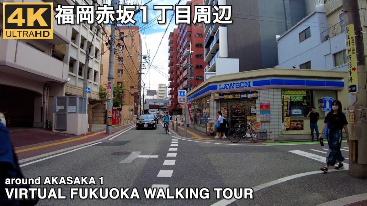 福岡赤坂1丁目を歩く 4k virtual Fukuoka walking tour around Akasaka 1