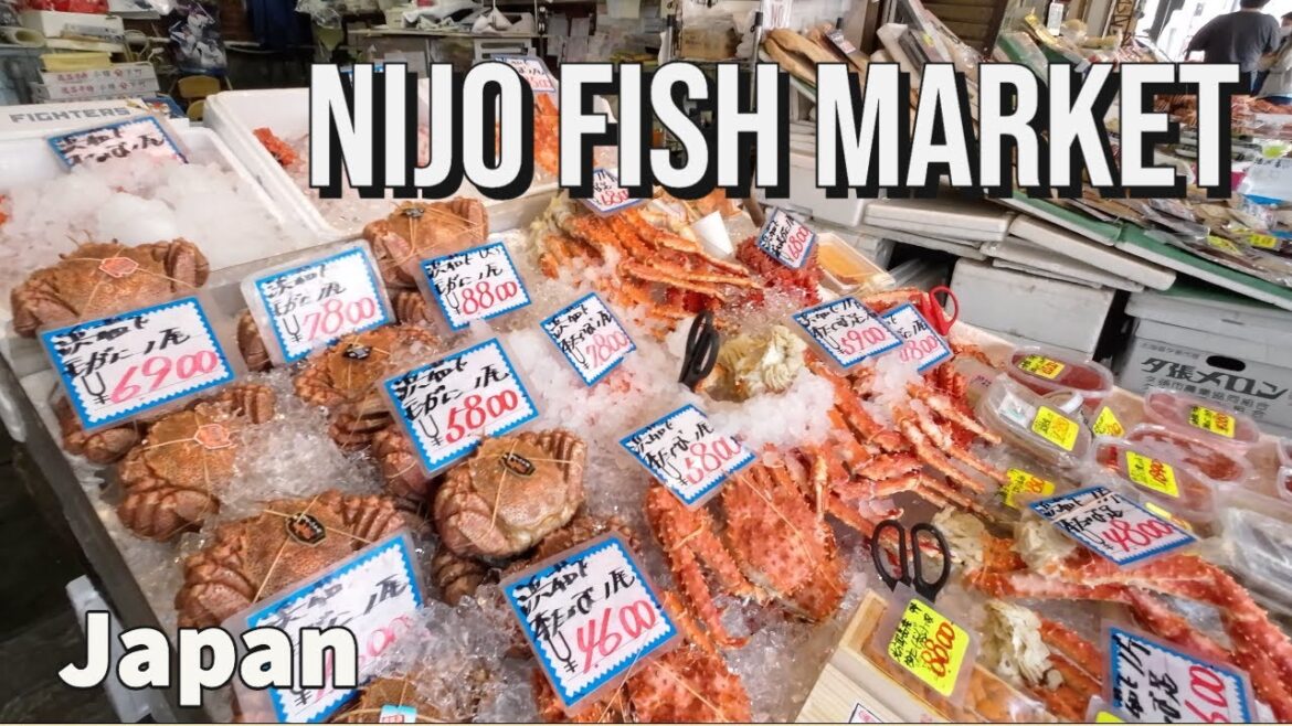 Nijo Fish Market in Sapporo, Hokkaido Japan [ASMR] 4K
