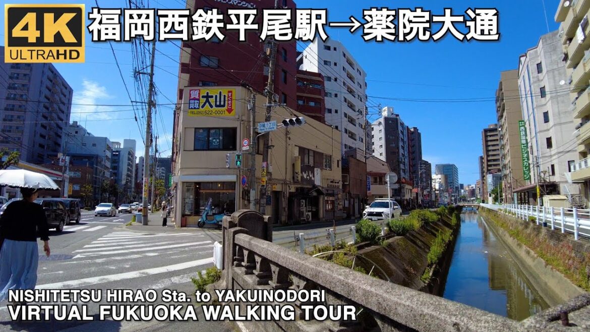 福岡西鉄平尾から薬院大通へ歩く4k60p virtual Fukuoka walking tour from Nishitetsu Hirao station to Yakuinodori