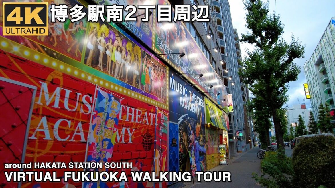 博多駅南2丁目と1丁目周辺を歩く4k virtual Fukuoka walking tour around Hakata Station South 1,2