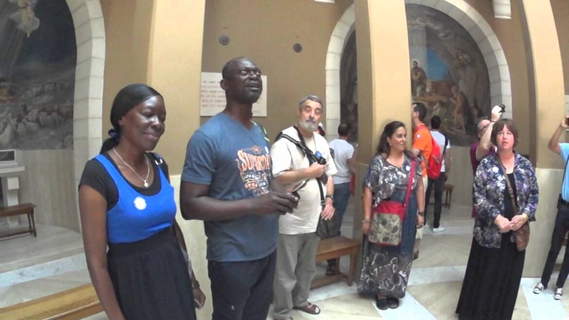 Singing Christmas carols in the church of Shepherds’ Field near Bethlehem. Tour Guide: George Saadeh Singing Christmas carols in the church of Shepherds' Field near Bethlehem. Tour Guide: George Saadeh