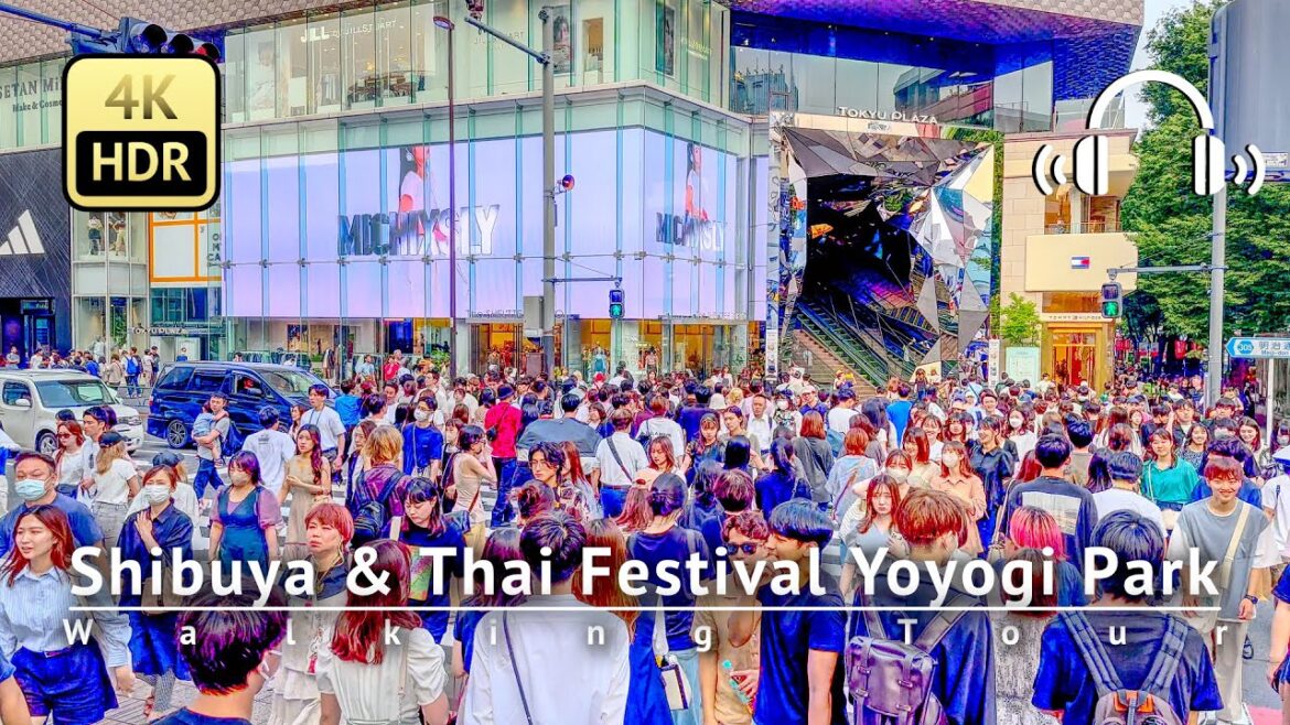 Shibuya & Thai Festival Yoyogi Park to Omotesando Walking Tour - Tokyo Japan [4K/HDR/Binaural]