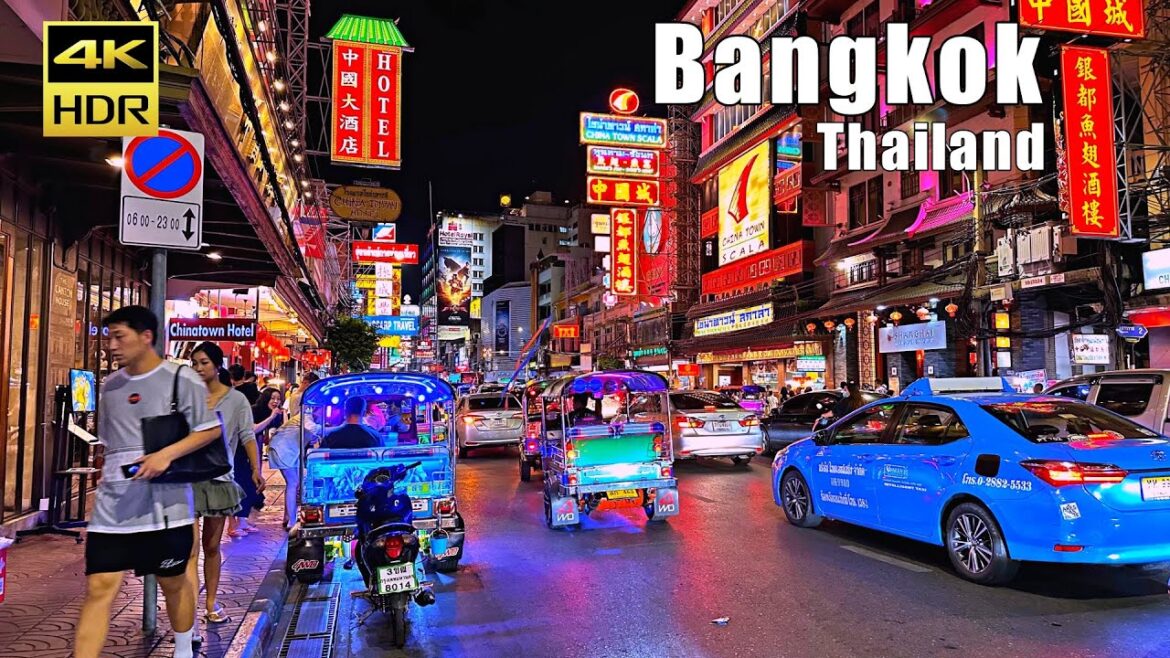 Walking in Chinatown Night Market - Bangkok 2023 [4K HDR]