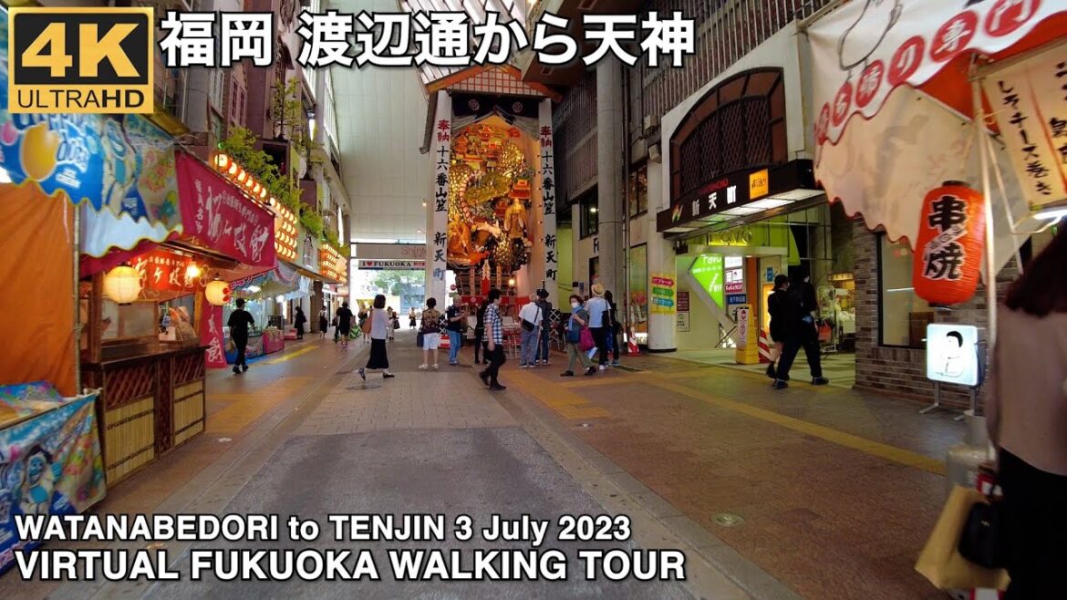 福岡渡辺通から天神へ歩く4k virtual Fukuoka walking tour from Watanabedori to Tenjin