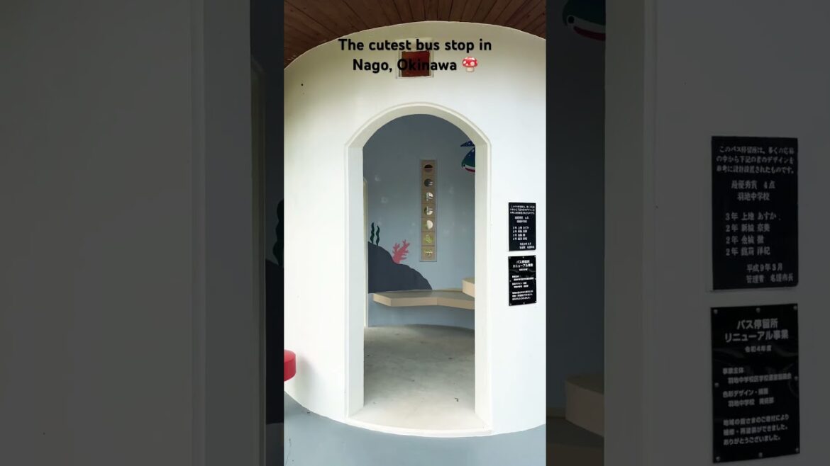 How cute is this mushroom bus stop in Nago, Okinawa??  #okinawa #japan #busstop #mushroom #shorts