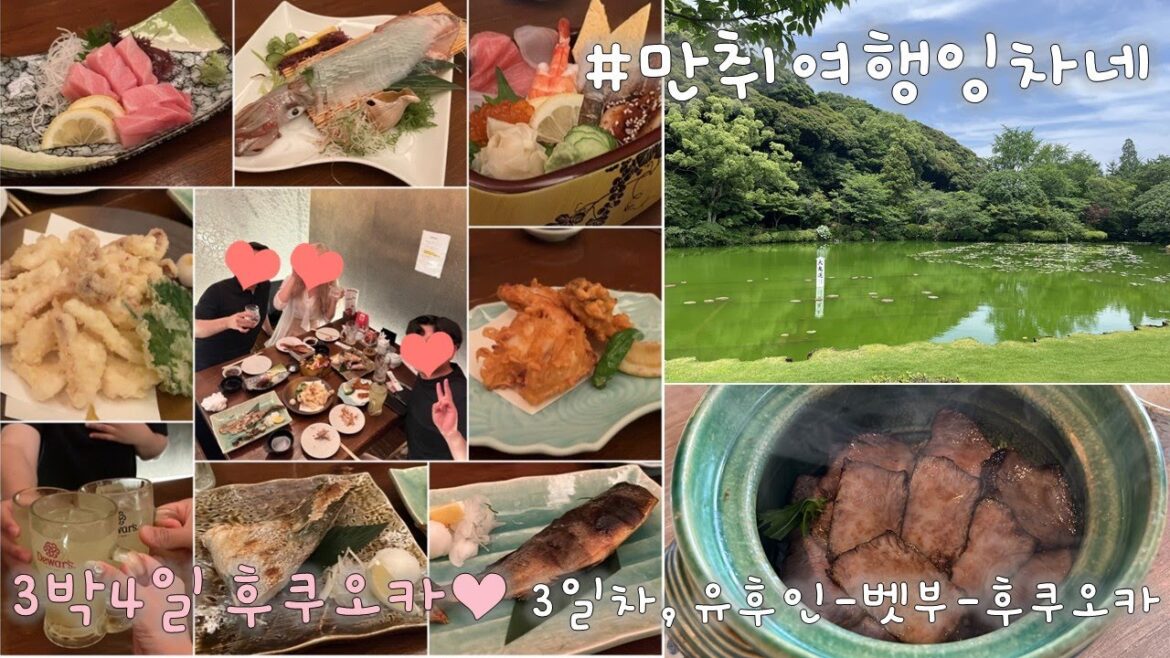 [3박 4일 후쿠오카 3-4일차★ㅣ유후인 심ㅣ벳부지옥순례ㅣ후쿠오카 사시미맛집ㅣ나카스포장마차ㅣ후쿠오카공항식사 나노후쿠]