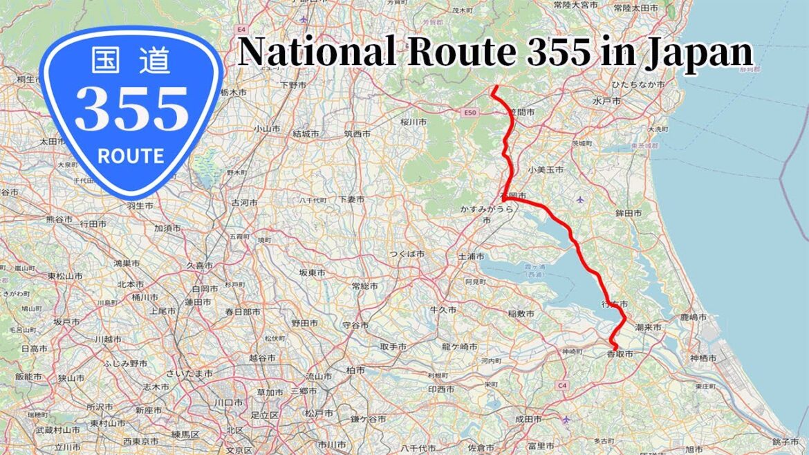 【国道走破】国道355号　千葉県香取市から茨城県笠間市までを結ぶ主要な幹線道路。タイムコードあり