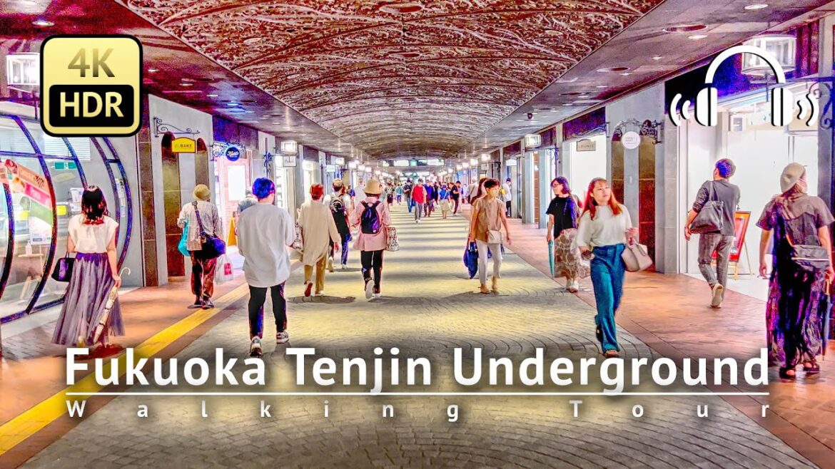 Fukuoka Tenjin Underground 2023 Walking Tour - Fukuoka Japan [4K/HDR/Binaural]