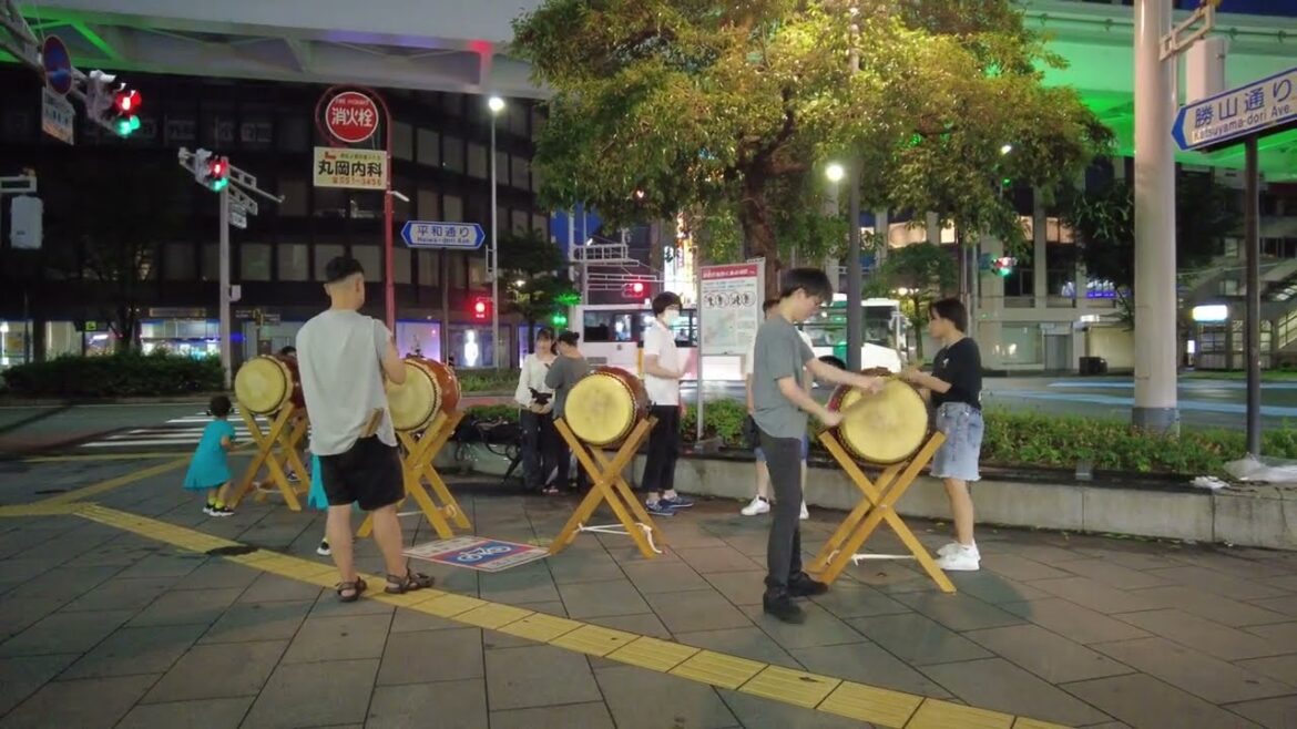 小倉祇園太鼓 練習風景 鍛冶町 散歩ツアー Fukuoka Kitakyushu Taiko Practice Walking Tour 23/7