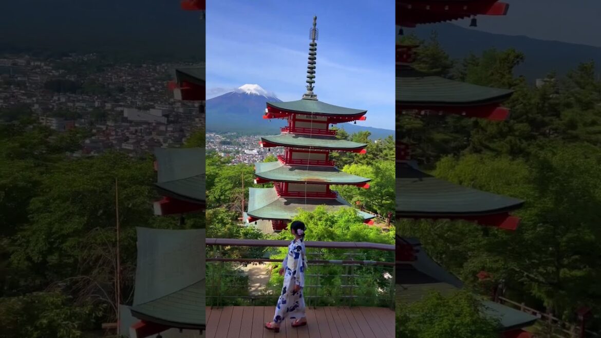 📍Japan🇯🇵A summer day in YamanashiPrefecture, wearing yukata and going out to see Mt.fuji 🗻🧡#shorts
