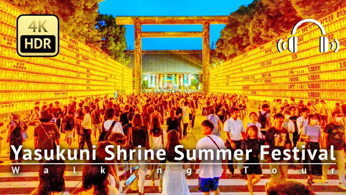 Yasukuni Shrine Summer Festival 2023 Walking Tour - Tokyo Japan [4K/HDR/Binaural]