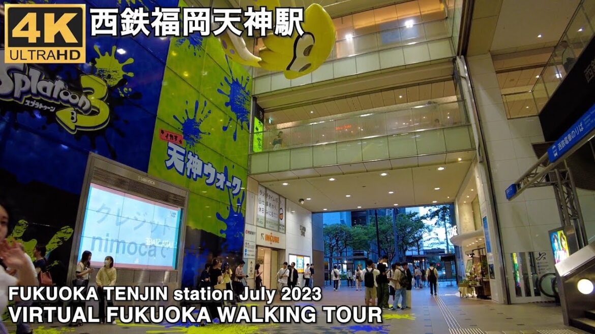 福岡天神駅を歩く4k virtual Fukuoka walking tour around Tenjin Fukuoka station July 2023