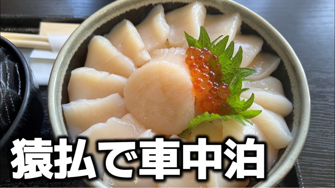 【フリードプラスで車中泊】日本最北の村・猿払の絶品ホタテを食べに行くドライブ旅！