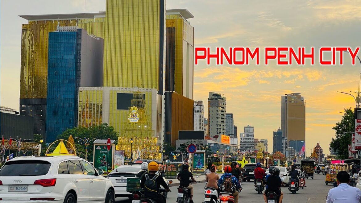 Phnom Penh Cambodia Relaxing Drive Evening Time Along Naga World Riverside And Royal Palace Phnom Penh Cambodia Relaxing Drive Evening Time Along Naga World Riverside And Royal Palace