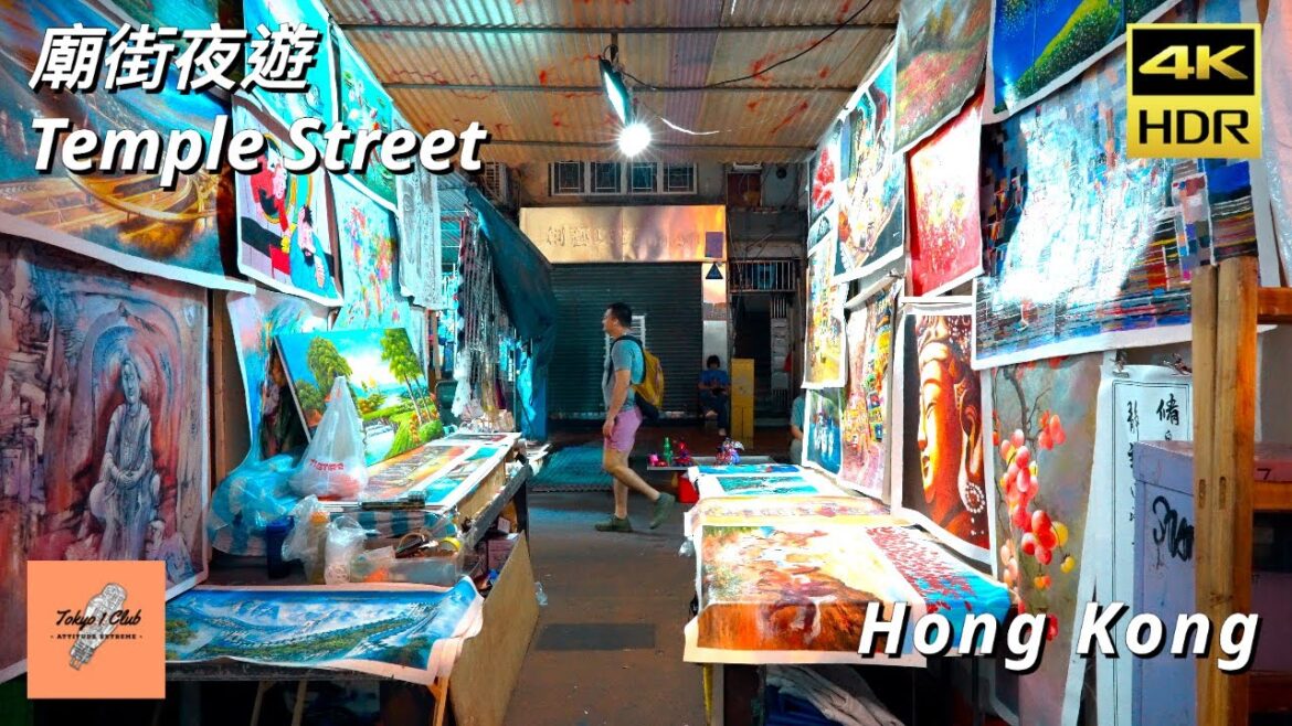 【4K HDR】🇭🇰 夜遊香港廟街 | Temple Street | Immersive Street View Experience | Walking series [SUB]
