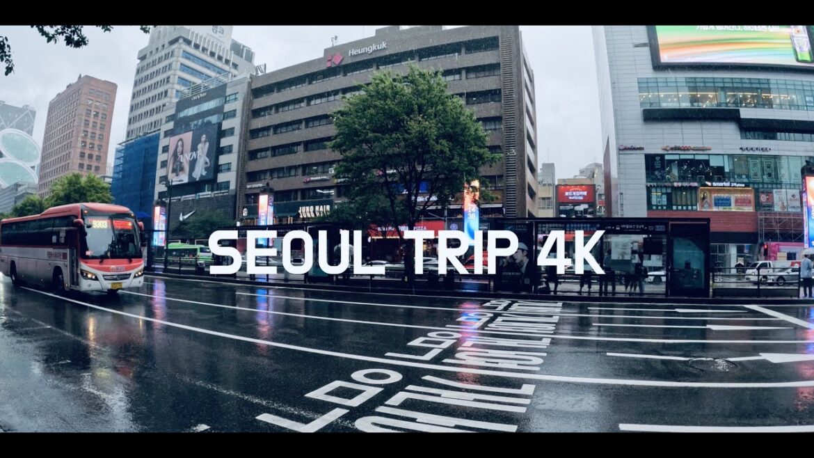 4K SEOUL KOREA A comfortable natural city atmosphere | Walking in heavy rain Gangnam Korea Seoul