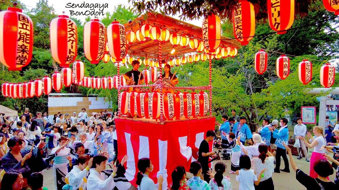 4K【せんだがや盆踊り大会】渋谷 鳩森八幡神社 2023 東京 Japan