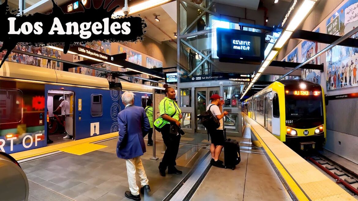 Walking Tour of Los Angeles Metro Regional Connector Train Station at Little Tokyo | Arts District