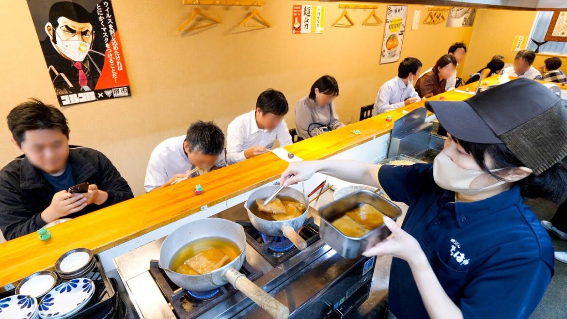 注文が殺到する大阪うどん屋のガッツリ爆うま天ぷら極太うどん丨Tempura and Udon Restaurant : Japanese style
