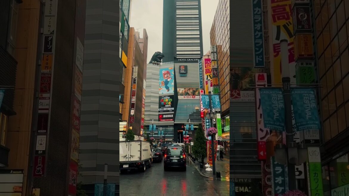 Godzilla in city!!! #japan #tokyo #shinjuku #godzilla #strangerthings #rainyday #street Godzilla in city!!! #japan #tokyo #shinjuku #godzilla #strangerthings #rainyday #street