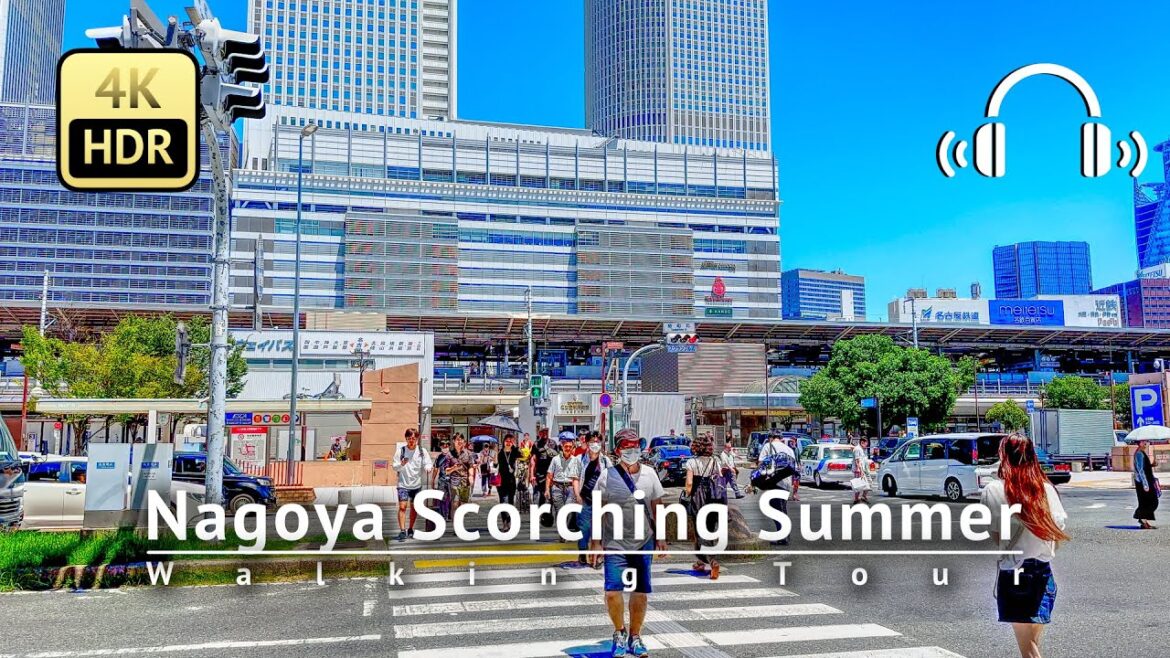37°C (99°F) Scorching Summer in Nagoya 2023 Walking Tour - Aichi Japan [4K/HDR/Binaural]