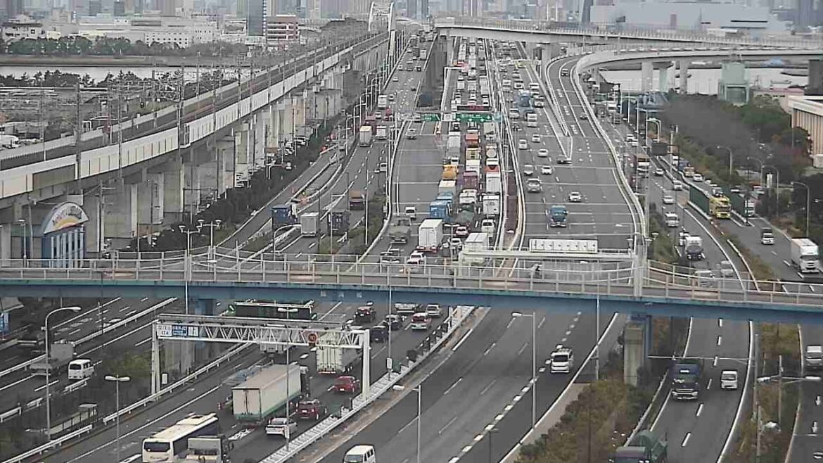 【LIVE】首都高 高速湾岸線 葛西付近・有明方向 ライブカメラ/Tokyo highway Live Camera　2023/07/24 0:45～