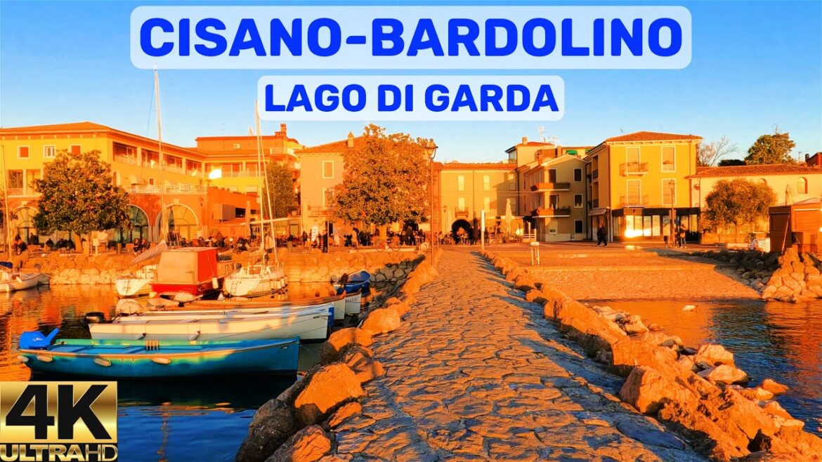 [4K] 🇮🇹 CISANO, LAGO DI GARDA PROMENADE WALK | GOLDEN HOUR