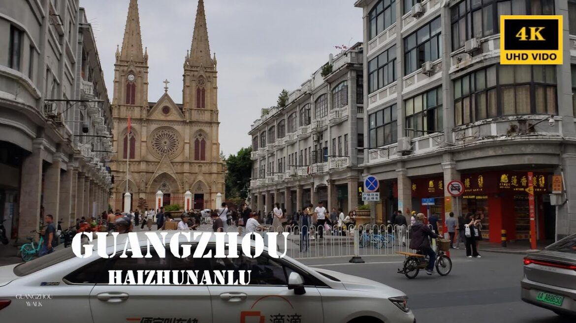 [4k]WALK Guangzhou Haizhunanlu Street Market View 광저우 이더루 길거리 시장 모습