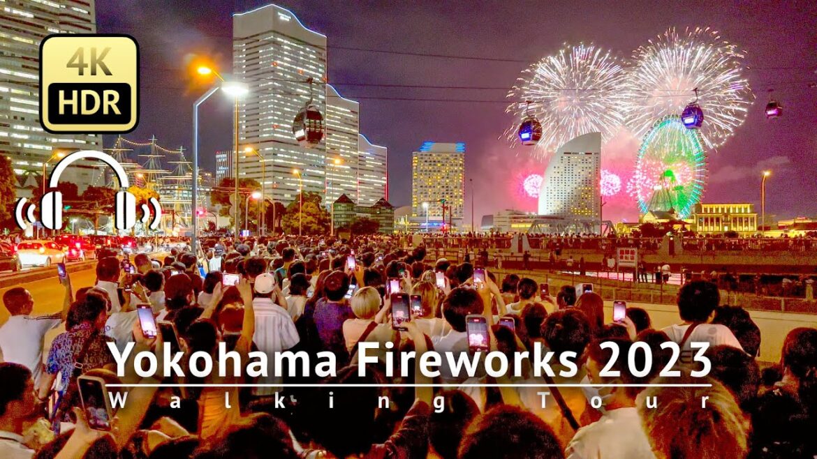 Chaotic Yokohama Fireworks 2023 Walking Tour - Kanagawa Japan [4K/HDR/Binaural]