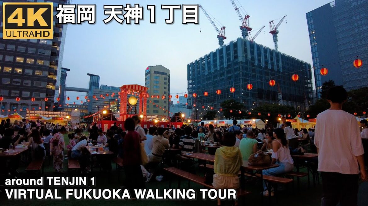 福岡天神1丁目を歩く4k virtual Fukuoka japan walking tour around Tenjin