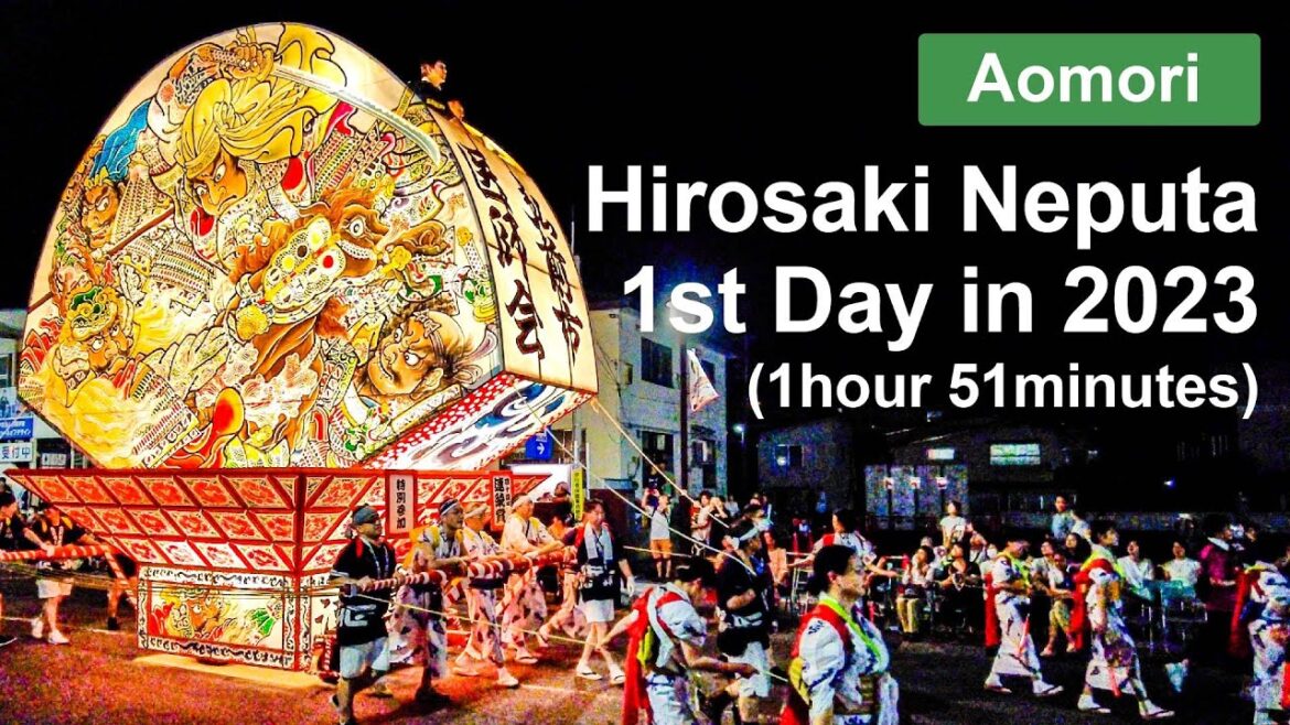 【Aomori 💖】Walk Japan - Hirosaki Neputa Festival in 2023 in Dotemachi the First Day ASMR 네부타 เนบุตะ