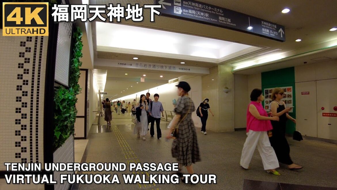 福岡天神の地下を歩く4k virtual Fukuoka japan walking tour Tenjin underground passage