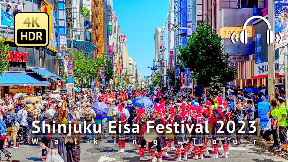 Shinjuku Eisa Festival Walking Tour - Tokyo Japan [4K/HDR/Binaural]