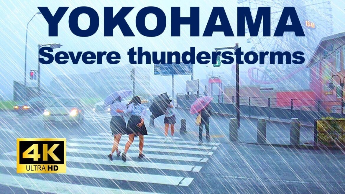 【4K🇯🇵】Sudden and ferocious thunderstorms hit Minato Mirai 【4K🇯🇵】Sudden and ferocious thunderstorms hit Minato Mirai