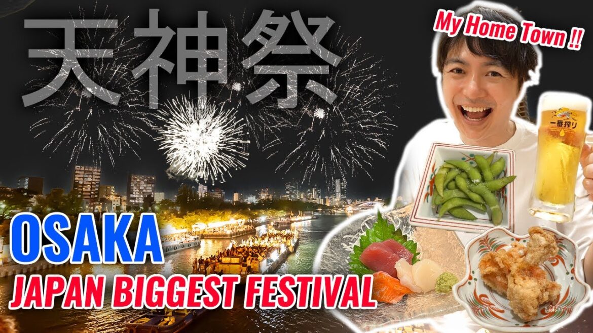 Fireworks, Restaurant Boats, Food Stalls at Japan's Longest Arcade. Osaka's Biggest Festival Ep. 413
