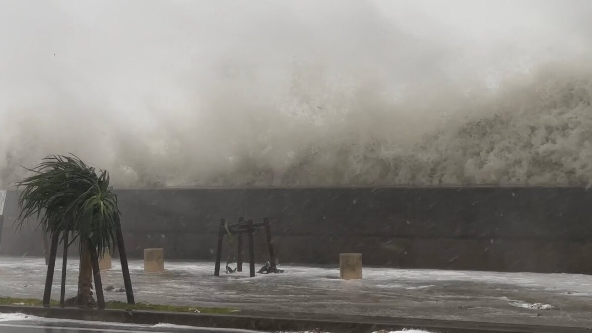 Typhoon Khanun Pounds Okinawa Coastline For HOURS!