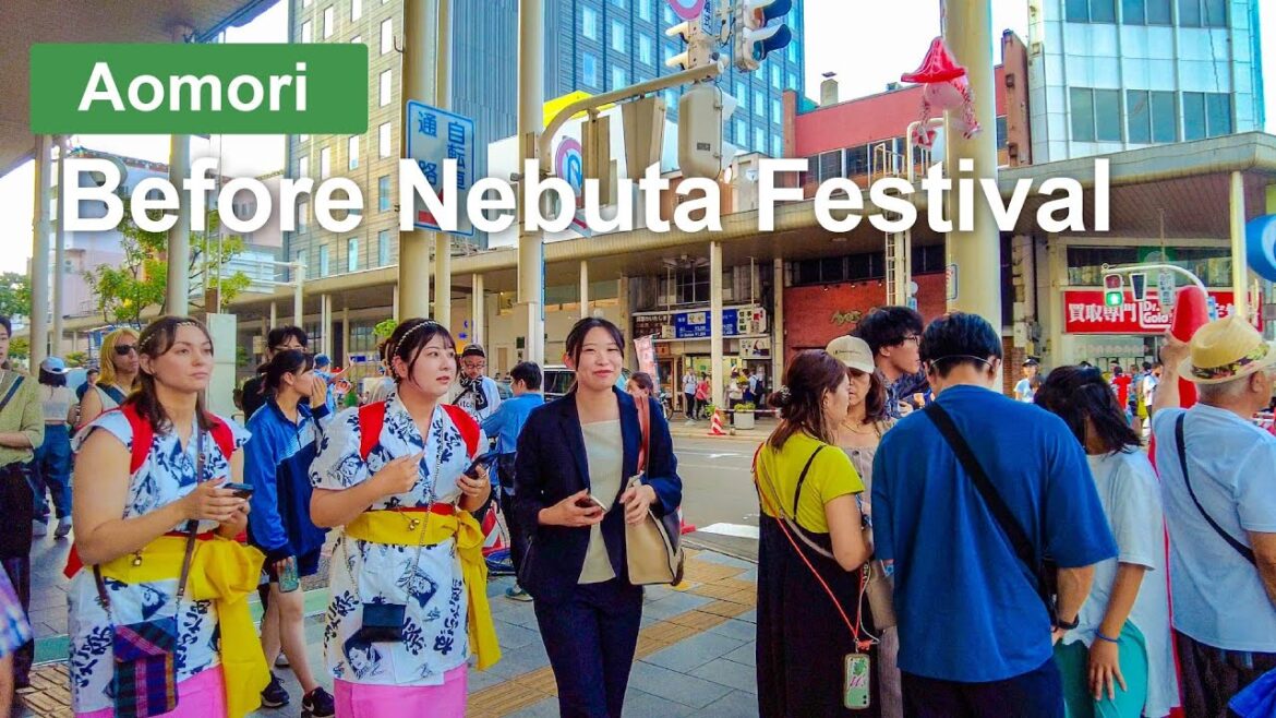 【Aomori 💖】Walk Japan - Walk in the before Nebuta Festival in 2023 the First Day ASMR 네부타 เนบุตะ