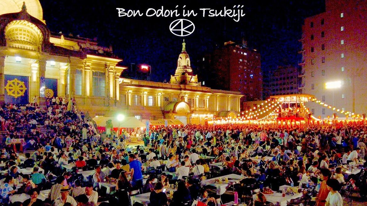 4K【築地の盆踊り】築地本願寺納涼盆踊り大会 2023 東京 Japan