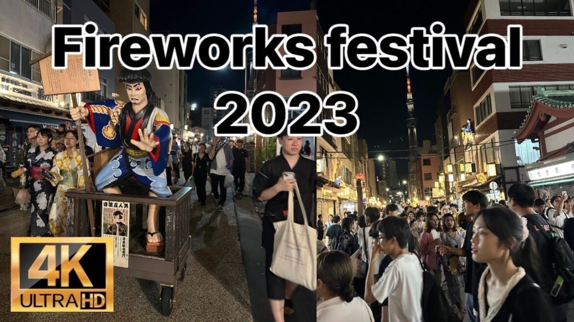 FireWorks Festival 2023 in Tokyo Asakusa [4k] walking tour