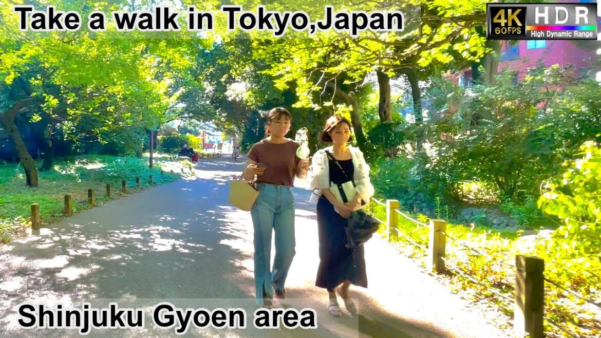 4K 60fps HDR// Take a walk in Tokyo,Japan,Shinjuku-Gyoenmae Sta.→Shinjuku Gyoen area→Shinjuku 3chome