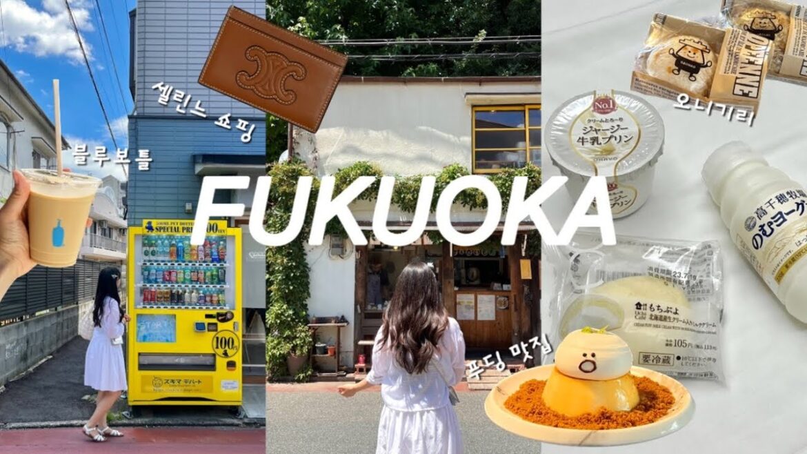 Vlog | 후쿠오카 여행 브이로그 ep.1 | 텐진 맛집 추천&하카타 핫플 카페🍮✨ (셀린느 쇼핑, 푸딩 맛집, 가오가오, 멘야 카네토라, 편의점 구경)