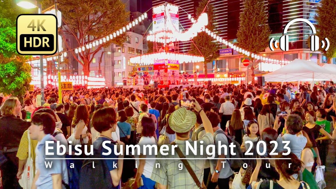 Ebisu Summer Night 2023 Walking Tour - Tokyo Japan [4K/HDR/Binaural]
