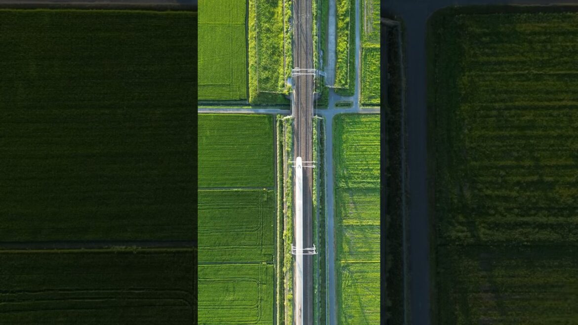 High speed bullet train with beautiful scenery