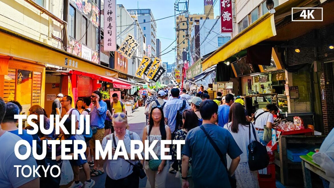 Tsukiji Outer Market Tokyo Japan Summer Walking Tour 2023 [4K]