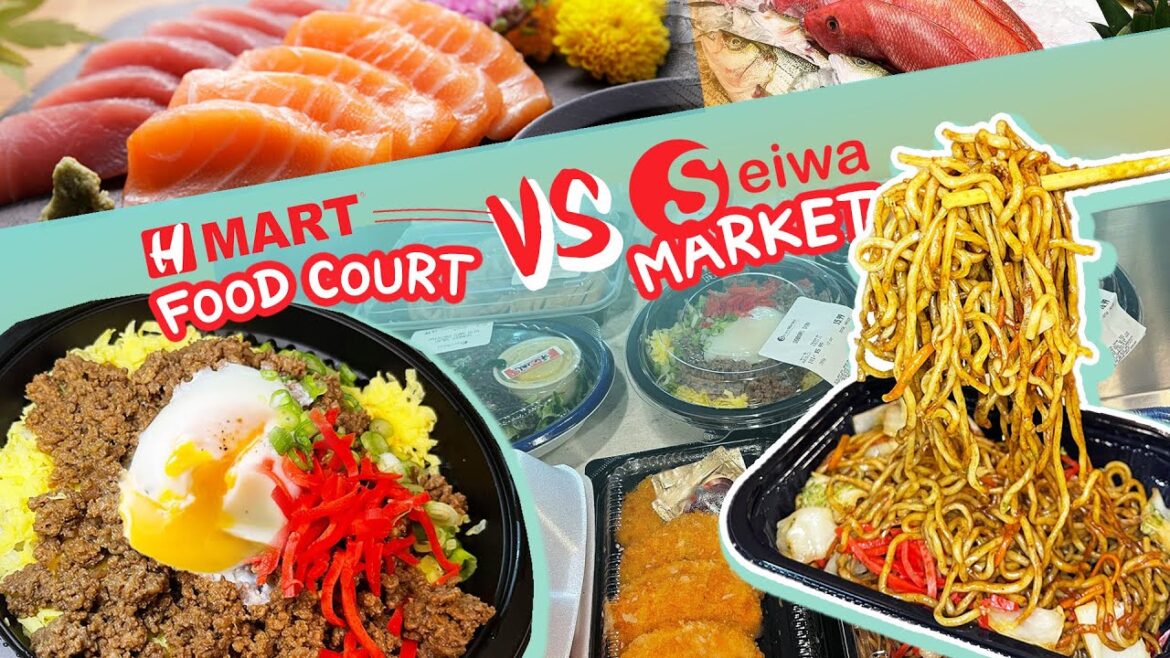 BREAKFAST at H-MART Food Court vs. Seiwa JAPANESE MARKET | Market FOOD REVIEW in Houston Texas BREAKFAST at H-MART Food Court vs. Seiwa JAPANESE MARKET | Market FOOD REVIEW in Houston Texas