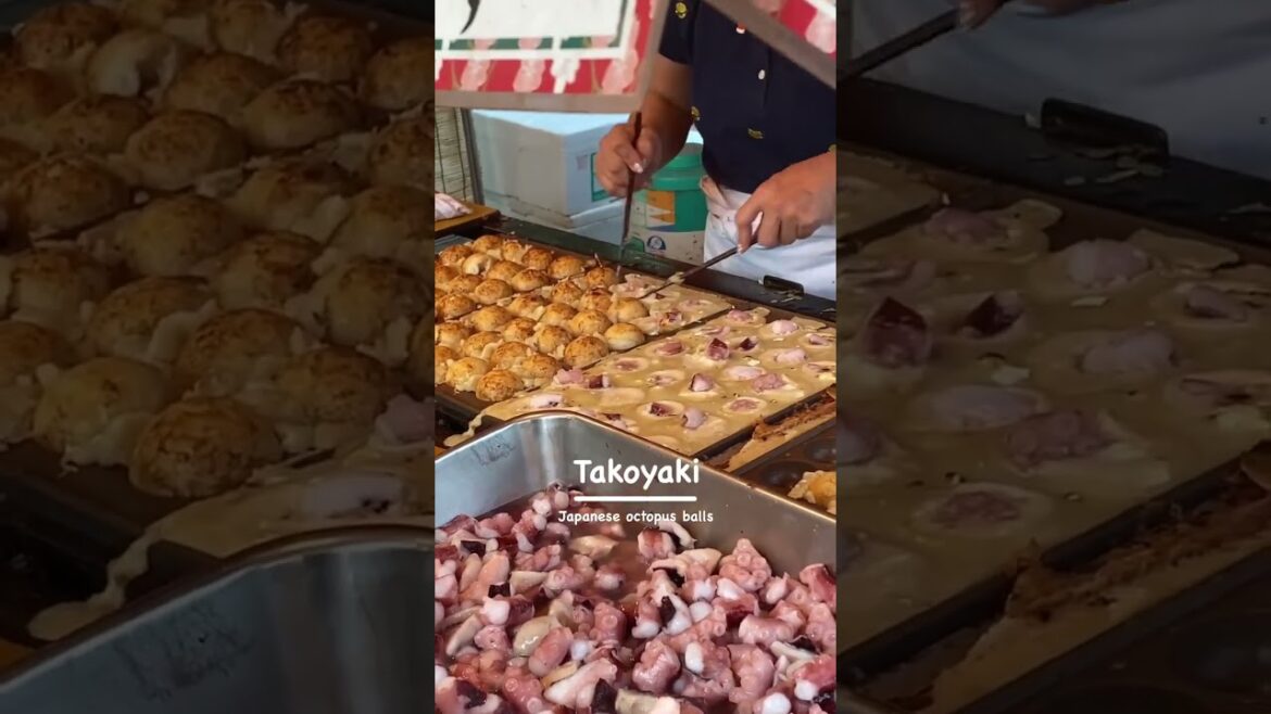 Street food in Japan   takoyaki octopus balls! #streetfood #food #cooking