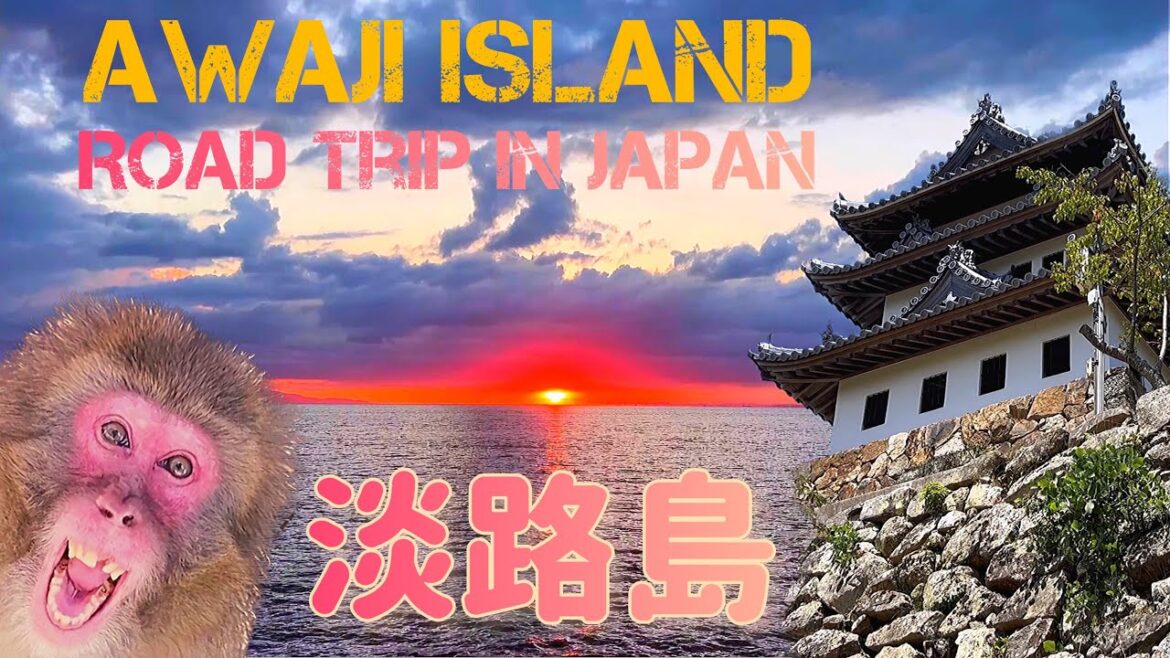 4K JAPAN Road Trip to Awaji Island countryside (Near Kobe) - 淡路島田舎ロードトリップとモンキーセンター！