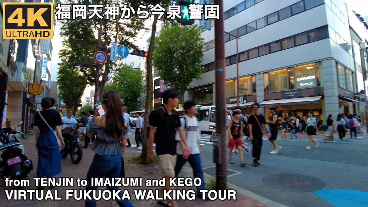 福岡天神から今泉と警固へ歩く4k virtual Fukuoka japan walking tour from Tenjin to Kego 1 through Imaizumi