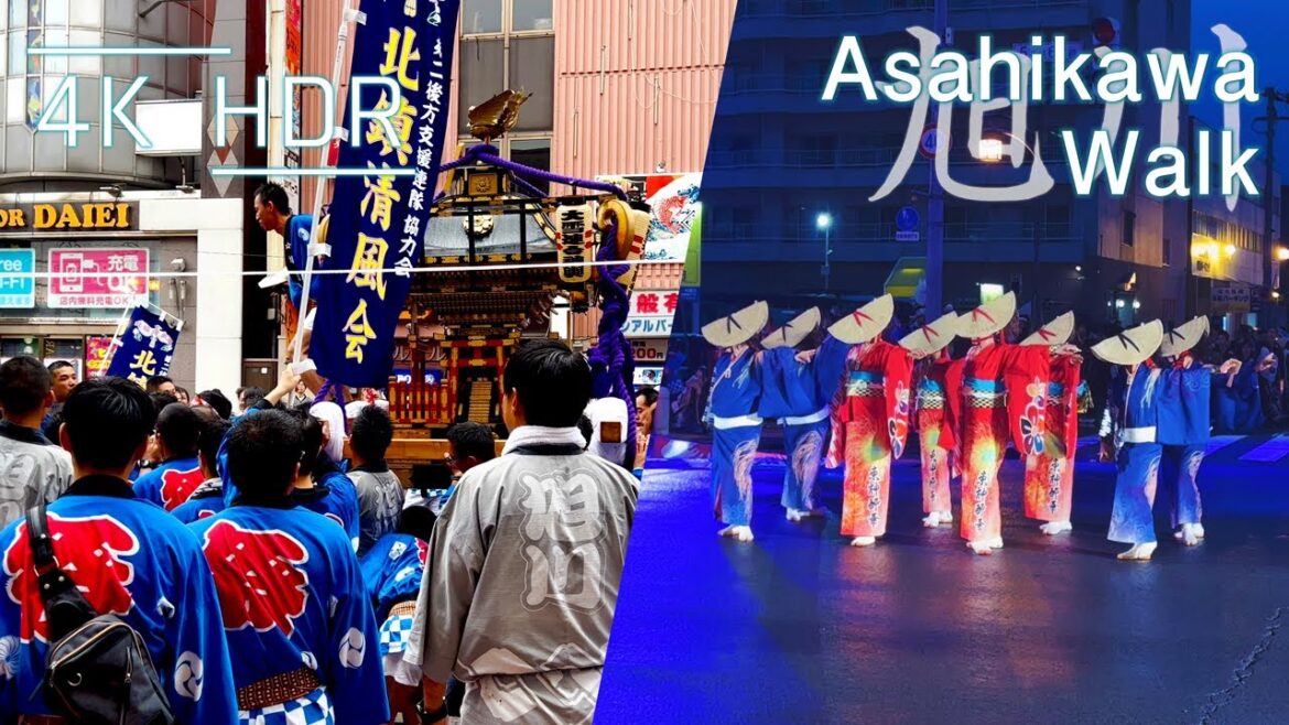 Stroll around summer night festival 2023 in Asahikawa, Hokkaido, Japan | 4K HDR